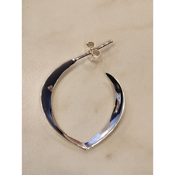 Sterling Silver Teardrop Hoop Earrings - Picture 4 of 4